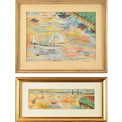John F. Kennedy Pair of Original Watercolors