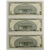 Image 2 : THREE 1999 $5.00 FEDERAL RESERVE STAR NOTES: