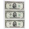 Image 1 : (3) 1950-A $5.00 FEDERAL RESERVE NOTES