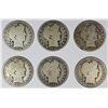 Image 1 : SIX BARBER HALF DOLLARS
