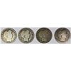Image 1 : FOUR BARBER HALF DOLLARS