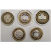 Image 2 : FIVE MISCELLANEOUS SILVER CASINO TOKENS
