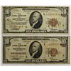 Image 1 : TWO 1929 $10.00 FEDERAL RESERVE BANK