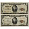 Image 1 : TWO 1929 $20.00 FEDERAL RESERVE BANK: