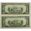 Image 2 : TWO 1929 $20.00 FEDERAL RESERVE BANK: