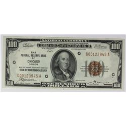 1929 $100.00 FEDERAL RESERVE BANK CHICAGO