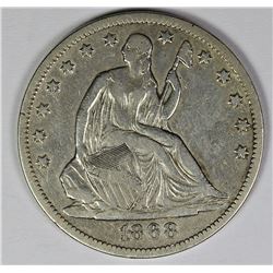 1868-S SEATED HALF DOLLAR