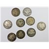 Image 1 : NINE DIFFERENT CIRCULATED BARBER HALF DOLLARS