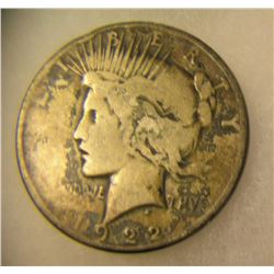 1922 Lady Liberty Peace silver dollar