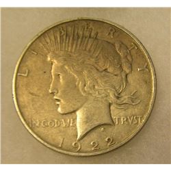 1922 Lady Liberty Peace silver dollar in very good