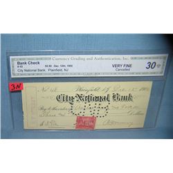 City National Bank bank check of Plainfield NJ