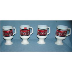 Collection of vintage Coca Cola stain glass mugs