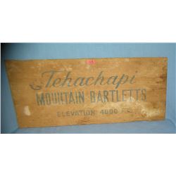 Antique Tehachapi Mountain Bartletts wood sign