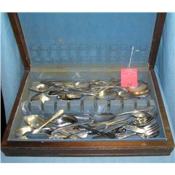 Box full of silver plate flatware