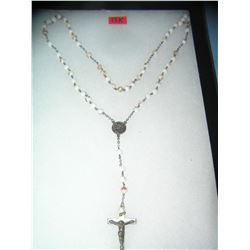 Religious beaded and silver plated religious necklace