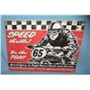 Image 1 : Speed thrills motorcycle racing retro style advertising