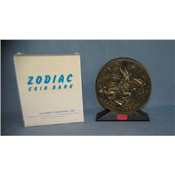 Capricorn all cast metal Zodiac bank with original box