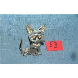 Great early figural cat pin
