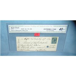 Bank of Metropolis NY bank check dated Nov 17, 1880