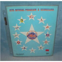Vintage 1976 NY Mets program and score card