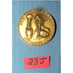 Antique brass old home week badge marked 1907