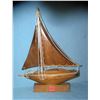 Image 1 : Hand carved wood sail boat on stand