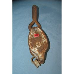 Antique metal nautical block and tackle