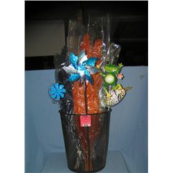 Vintage metal wire basket with artificial flowers