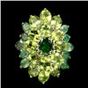 Image 2 : Natural Green Chrome Diopside Emerald Peridot Ring