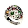 Image 2 : Natural Sapphire Emerald &  Rhodolite Garnet Ring