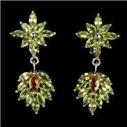 Natural Marquise Yellow Citrine & Peridot 58 Ct Earring