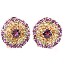 NATURAL RH-GARNET AMETHYST PERIDOT  CITRINE Earrings