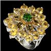 Image 2 : Natural  Oval Citrine 6x4 mm Chrome Diopside Ring