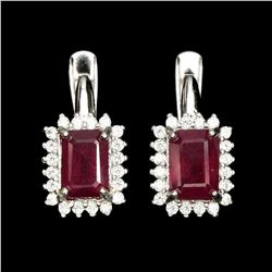 Natural 7x5mm Top Rich Red Ruby Earrings