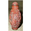 Image 4 : ANTIQUE CHINESE HAND CARVED CINNABAR SNUFF BOTTLE