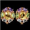 Image 1 : Natural TOPAZ AMETHYST CITRINE & PERIDOT Earrings