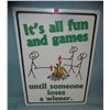 Image 1 : Tin fun and games until some one loses a weiner sign