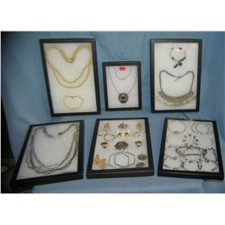 6 tray lots of vintage and modern costume jewelry