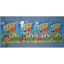 Group of MVP all star sports cards and pinback buttons