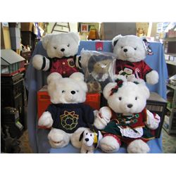Collection of large holiday bears and collectibles