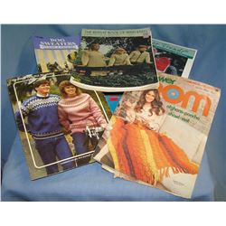 Box full of 7 collectible knitting and crocheting