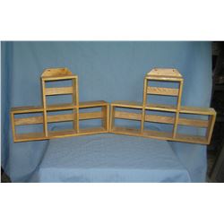 Pair of maple 7 shelf display units
