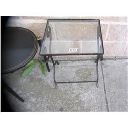 Wrought iron and glass side table