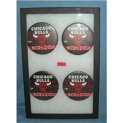 Group of Chicago Bulls basketball pin back buttons