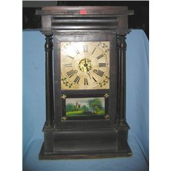Antique Joseph L Smith reverse painted shelf clock