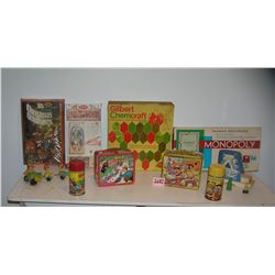 Collection of vintage toys and lunch boxes