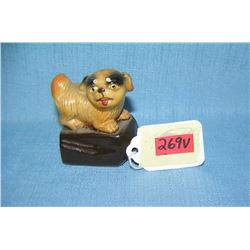 Playful happy dog figural pencil sharpner holder