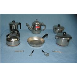 Stainless steel/copper tea, coffee & cookware set