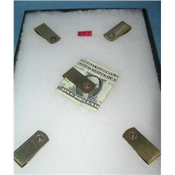 Group of gold plated American Legion money clips