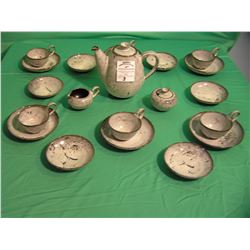 Antique art pottery 21 piece coffee, tea or chocolate